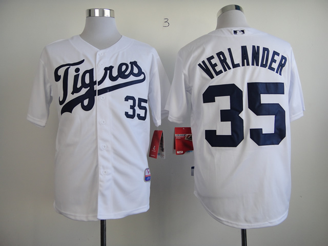 Men Detroit Tigers #35 Verlander White MLB Jerseys
